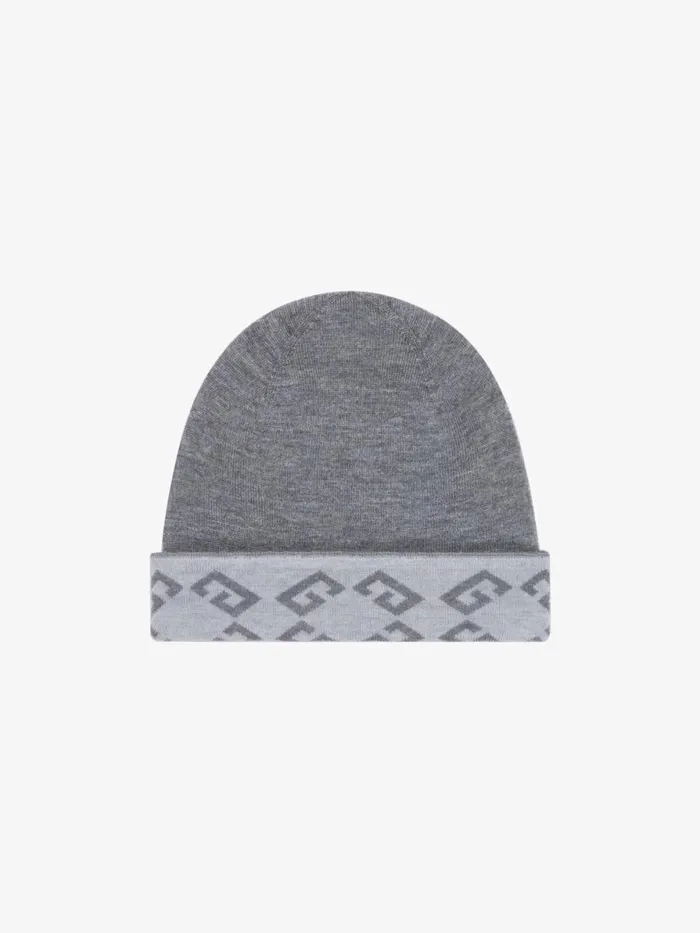 Monogram 72 Double Sided Beanie In Wool Light Grey Men Givenchy Beanies and Caps