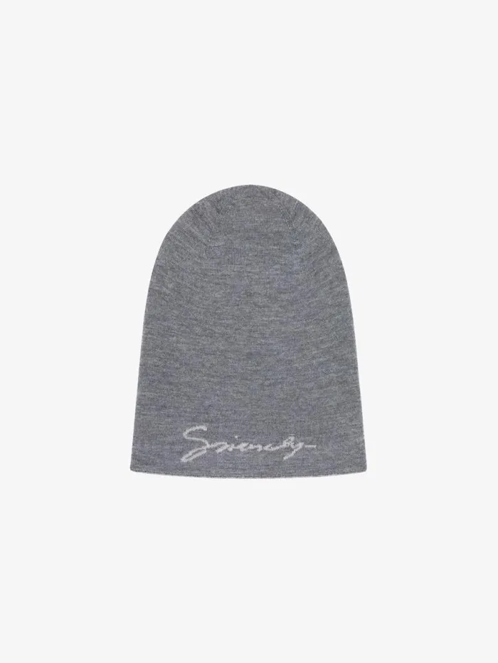 Monogram 72 Double Sided Beanie In Wool Light Grey Men Givenchy Beanies and Caps