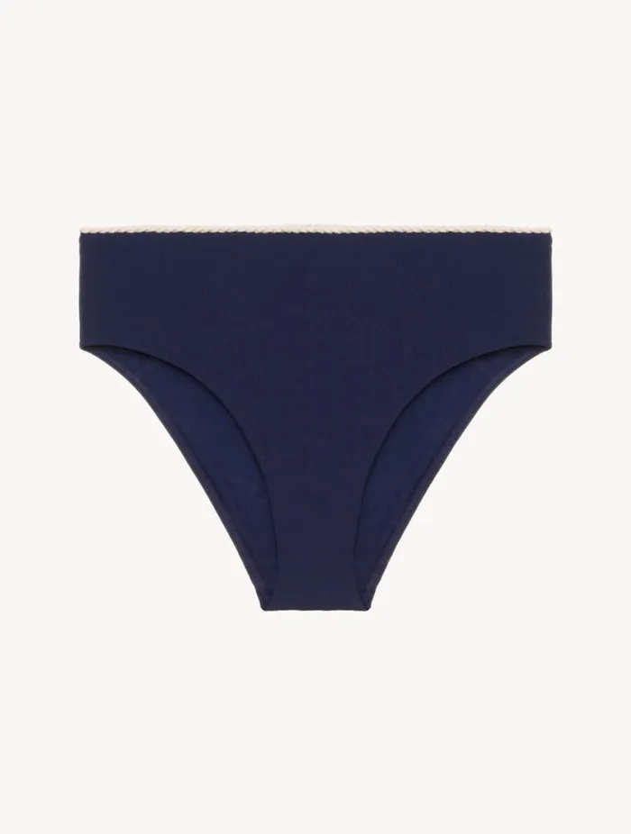Monogram High Waist Bikini Brief In Navy Swim La Perla Bikinis