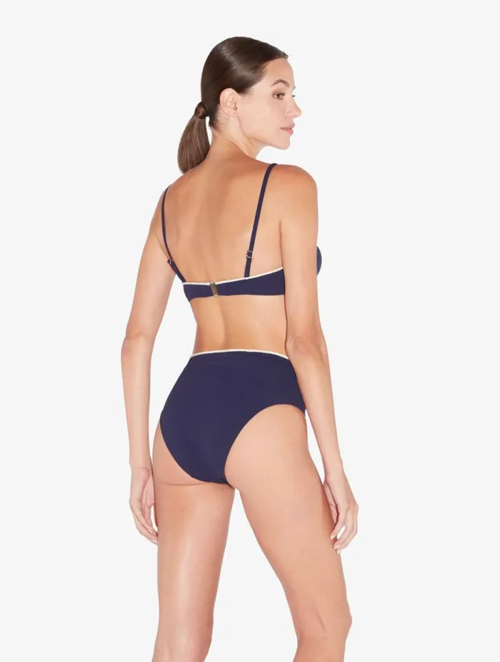 Monogram High Waist Bikini Brief In Navy Swim La Perla Bikinis