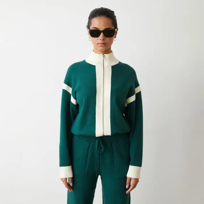 MONROW Jackets Soft Knit Color Block Jacket 8211 Women