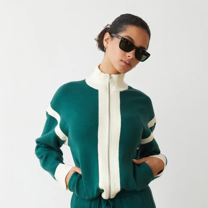 MONROW Jackets Soft Knit Color Block Jacket 8211 Women