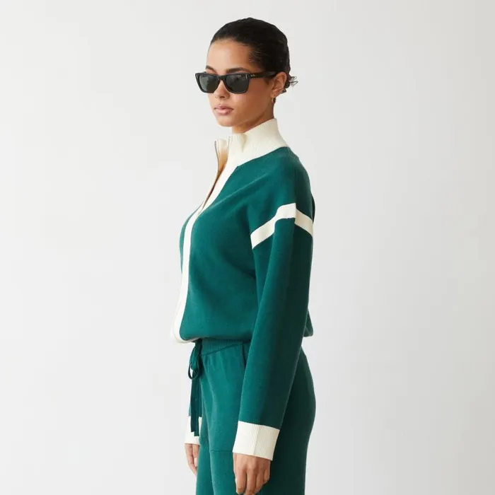 MONROW Jackets Soft Knit Color Block Jacket 8211 Women