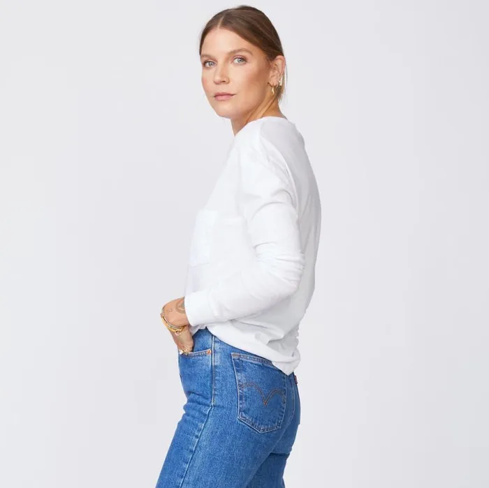 MONROW Long Sleeve Long Sleeve ExBoyfriend Pocket Crew 8211 Women MONROW Long Sleeve Long Sleeve ExBoyfriend Pocket Crew 8211 Women