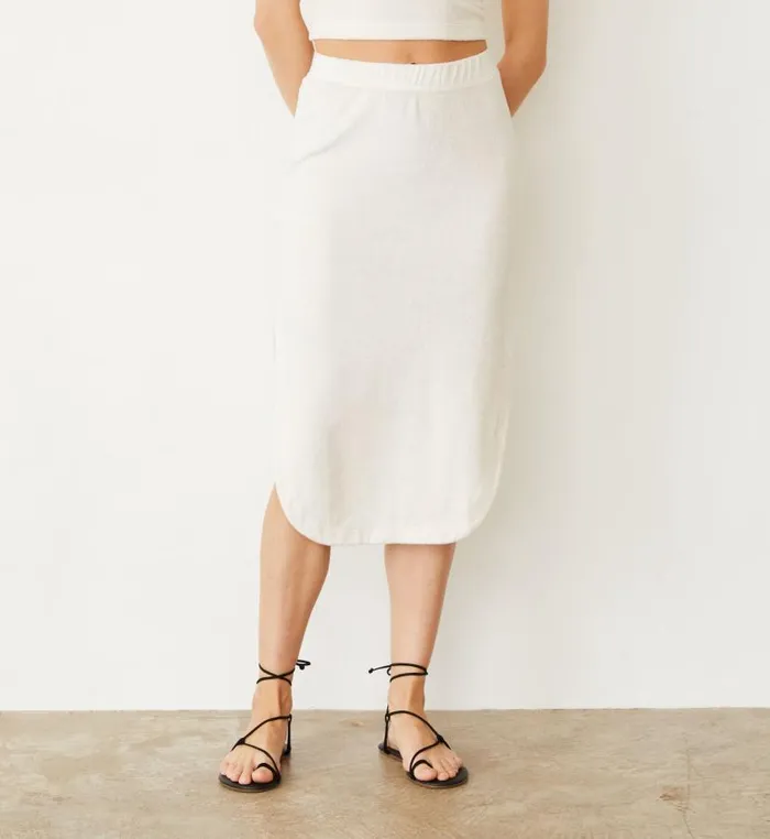 MONROW Skirts Terry Cloth Midi Skirt 8211 Women