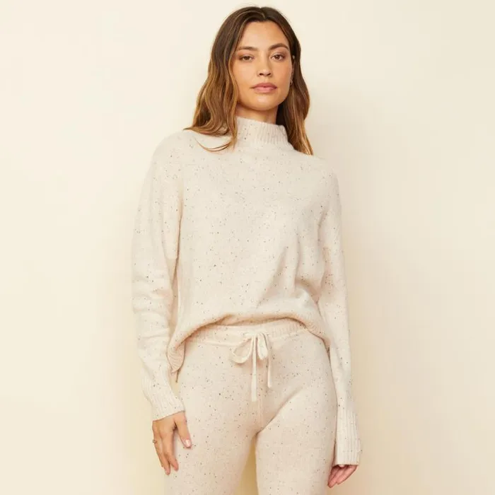 MONROW Sweatshirts Cashmere Neps Mock Neck Sweatshirt 8211 Women