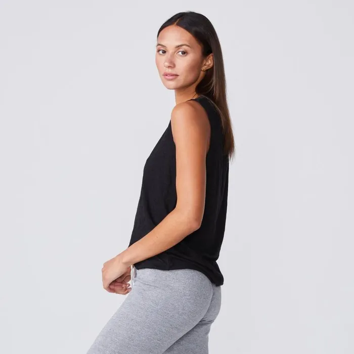 MONROW Tanks Boyfriend Muscle Black Tank 8211 Women MONROW Tanks Boyfriend Muscle Black Tank 8211 Women