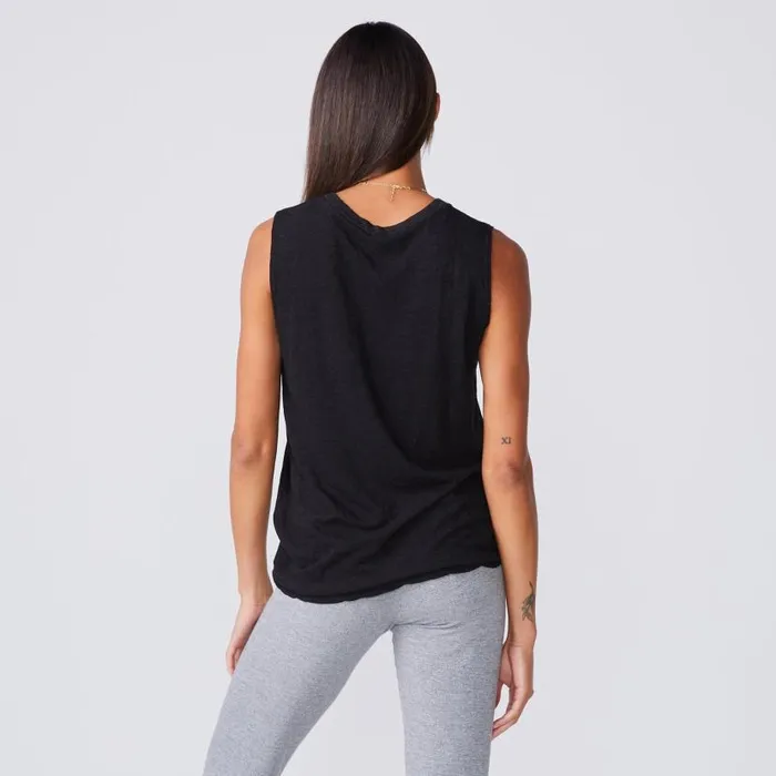 MONROW Tanks Boyfriend Muscle Black Tank 8211 Women MONROW Tanks Boyfriend Muscle Black Tank 8211 Women