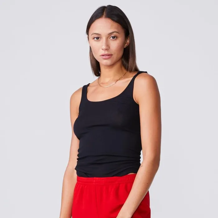 MONROW Tanks Narrow Rib Tank 8211 Black Color 8211 Women MONROW Tanks Narrow Rib Tank 8211 Black Color 8211 Women
