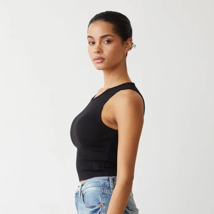 MONROW Tanks Supima Rib Crop High Neck Tank 8211 Women MONROW Tanks Supima Rib Crop High Neck Tank 8211 Women