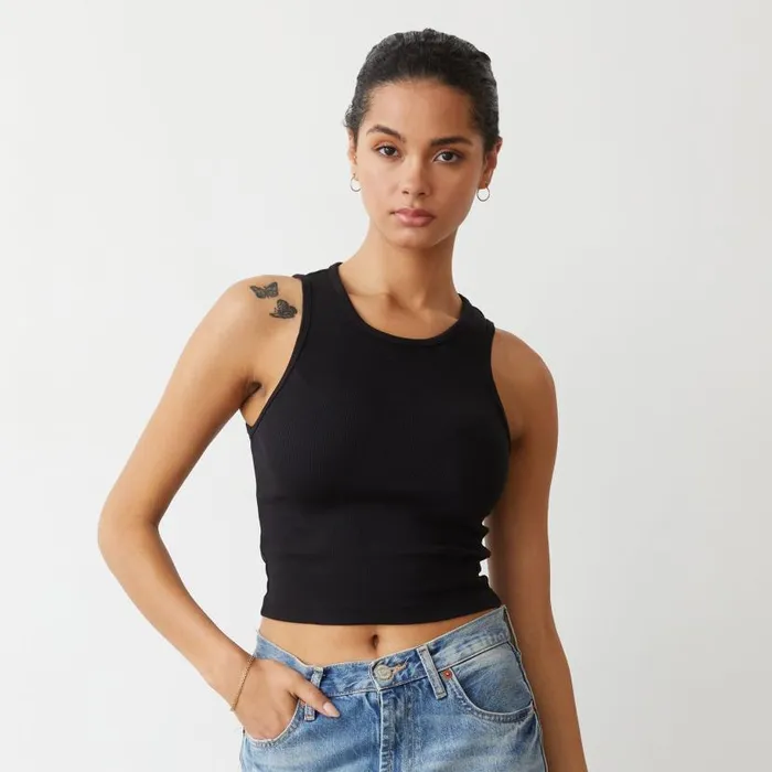 MONROW Tanks Supima Rib Crop High Neck Tank 8211 Women MONROW Tanks Supima Rib Crop High Neck Tank 8211 Women