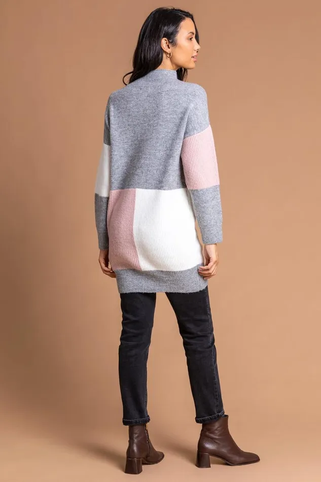 Multi Colourblock High Neck Tunic Women Roman Dresses