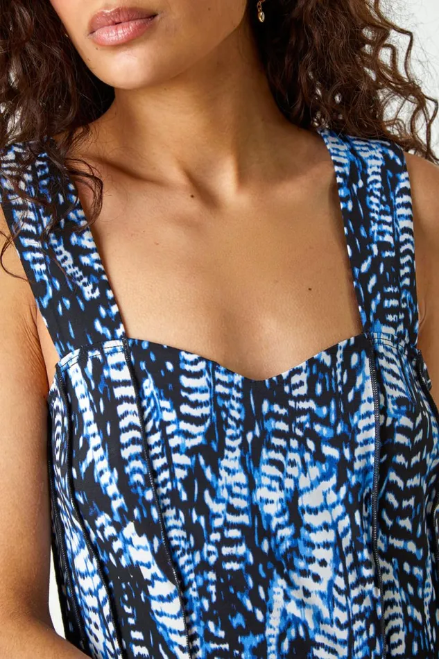 Multi Printed Panel Fit And Flare Dress Women Roman Dresses