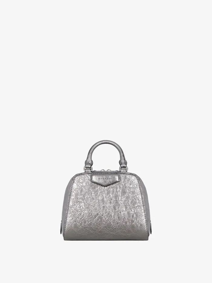 Nano Antigona Cube Bag In Laminated Leather Silvery Grey Women Givenchy Crossbody Bags Nano Antigona Cube Bag In Laminated Leather Silvery Grey Women Givenchy Crossbody Bags