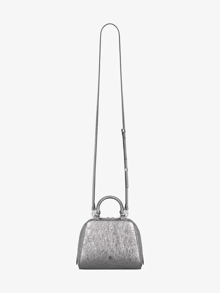 Nano Antigona Cube Bag In Laminated Leather Silvery Grey Women Givenchy Crossbody Bags