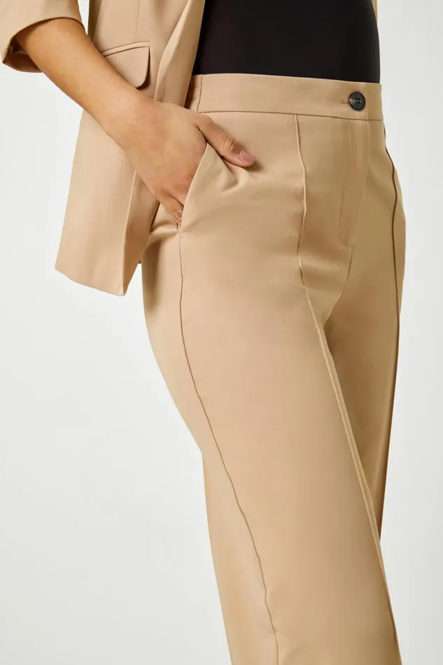 Natural Tailored Stretch Cropped Culottes Women Roman Occasionwear
