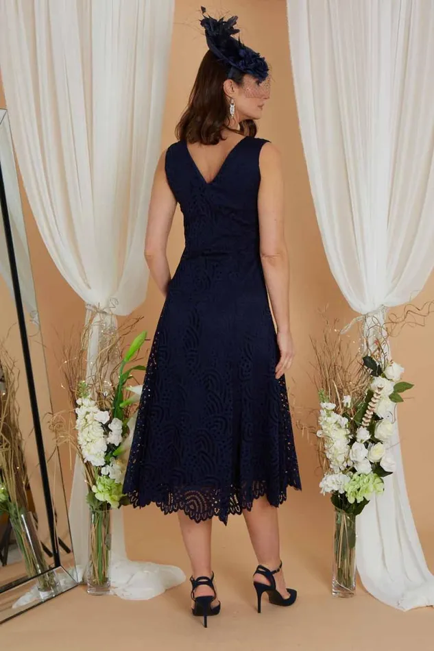 Navy Julianna Lace Dress and Shrug Set Women Roman Occasionwear