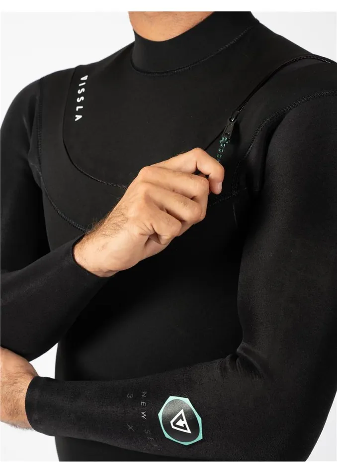 New Seas 43 UZip Wetsuit Black Men Vissla Wetsuits