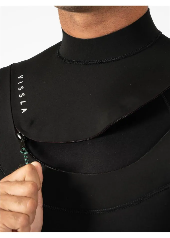 New Seas 43 UZip Wetsuit Black Men Vissla Wetsuits