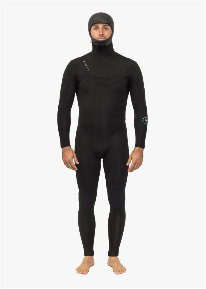 New Seas 54 Hooded UZip Wetsuit Black Men Vissla Wetsuits