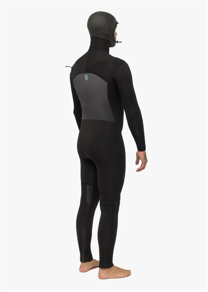 New Seas 54 Hooded UZip Wetsuit Black Men Vissla Wetsuits