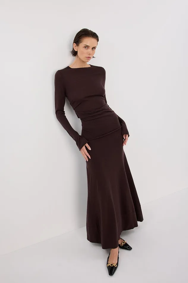 NICO BITTER CHOC MERINO MAXI SKIRT Women DISSH The Gift Shop