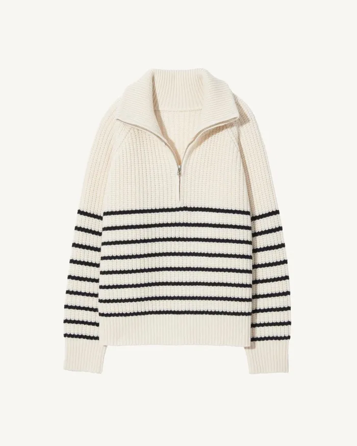 Nili Lotan AMELINA CASHMERE SWEATER Ivorydark Navy Stripe Women Knits and Sweaters