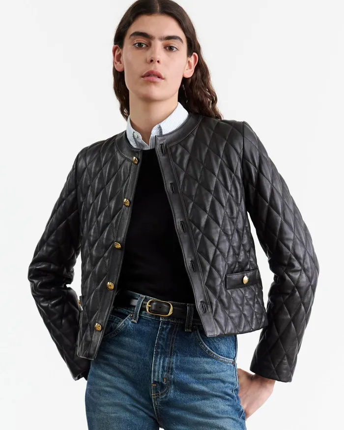 Nili Lotan AMY LEATHER JACKET Black Women Jackets and Blazers