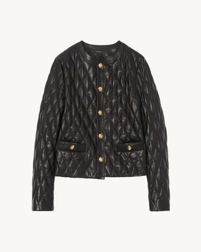 Nili Lotan AMY LEATHER JACKET Black Women Jackets and Blazers
