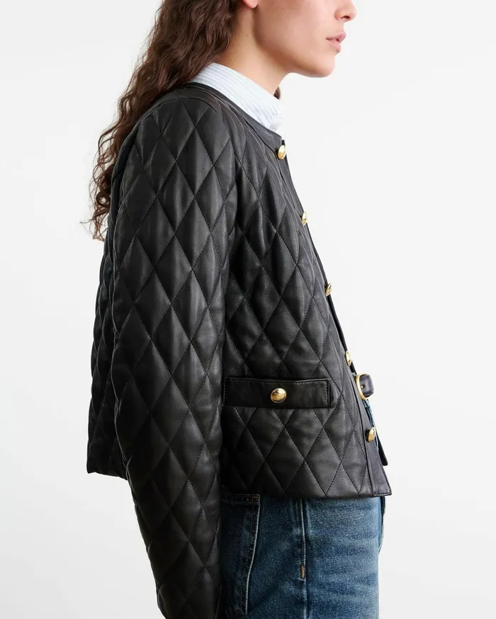 Nili Lotan AMY LEATHER JACKET Black Women Jackets and Blazers