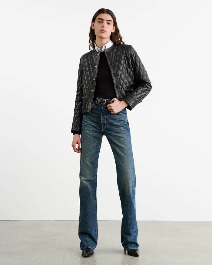 Nili Lotan AMY LEATHER JACKET Black Women Jackets and Blazers