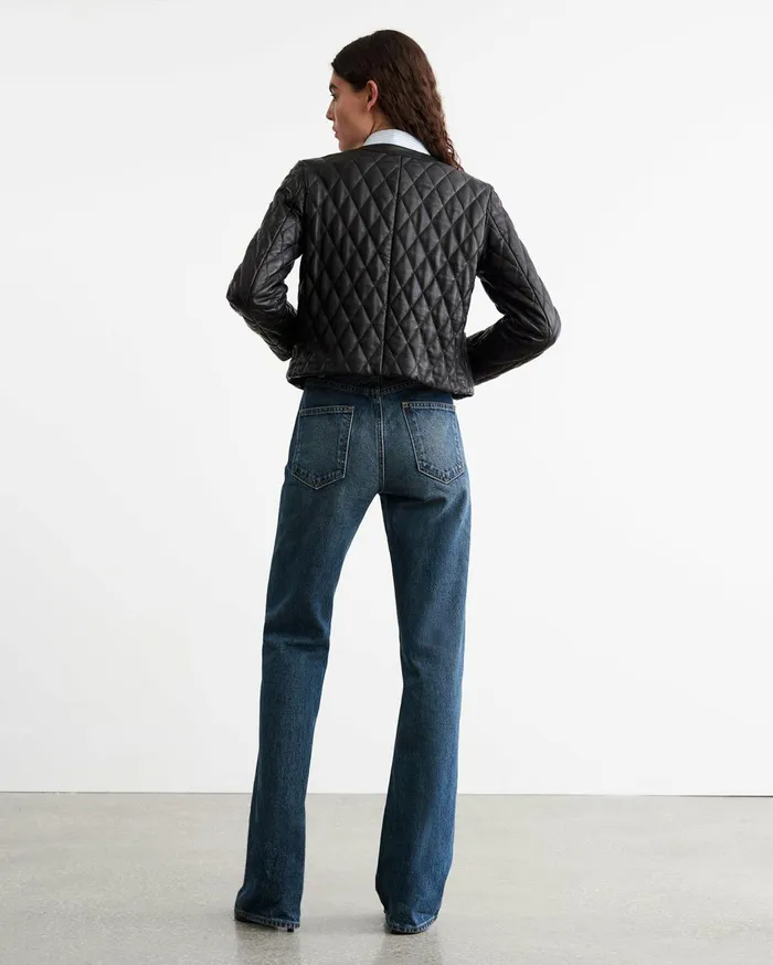Nili Lotan AMY LEATHER JACKET Black Women Jackets and Blazers