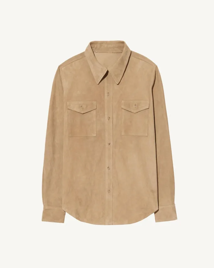 Nili Lotan AVA SUEDE SHIRT Khaki Women Tops
