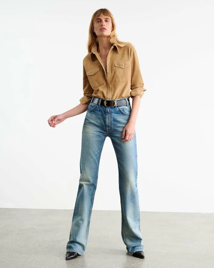 Nili Lotan AVA SUEDE SHIRT Khaki Women Tops