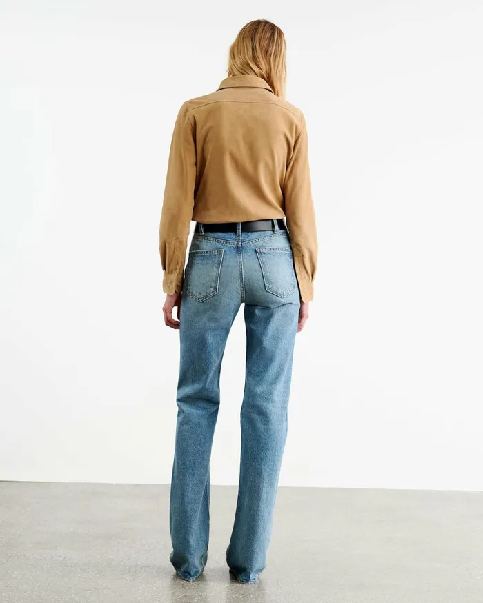 Nili Lotan AVA SUEDE SHIRT Khaki Women Tops