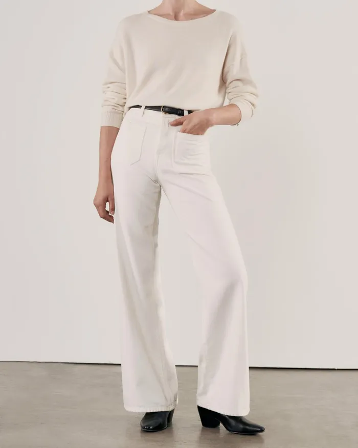 Nili Lotan BOYFRIEND SWEATER Ivory Women Knits and Sweaters