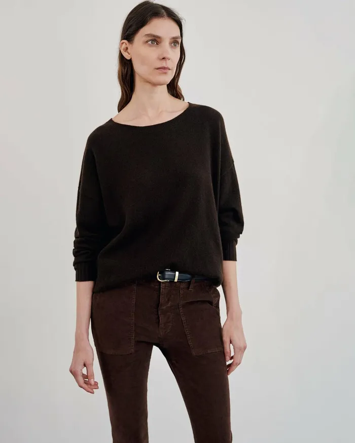 Nili Lotan BOYFRIEND SWEATER Ivory Women Knits and Sweaters