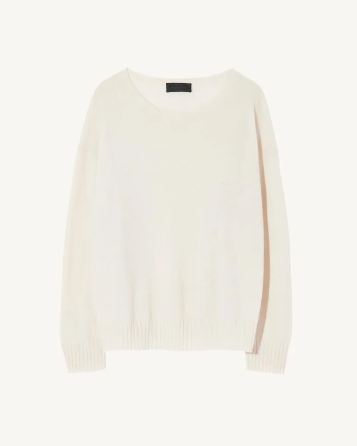 Nili Lotan BOYFRIEND SWEATER Ivory Women Knits and Sweaters