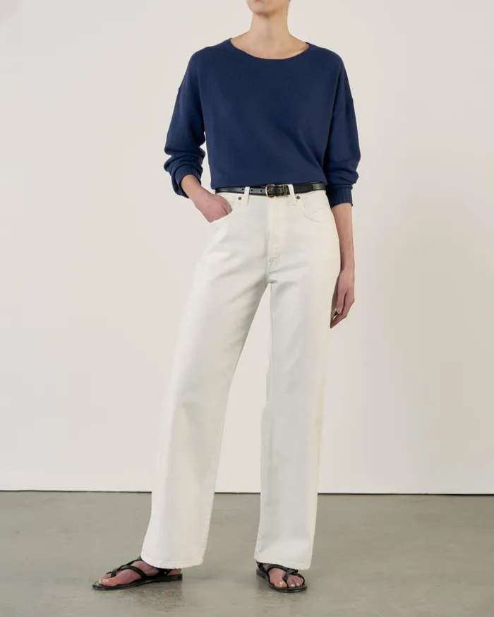 Nili Lotan BOYFRIEND SWEATER Ivory Women Knits and Sweaters