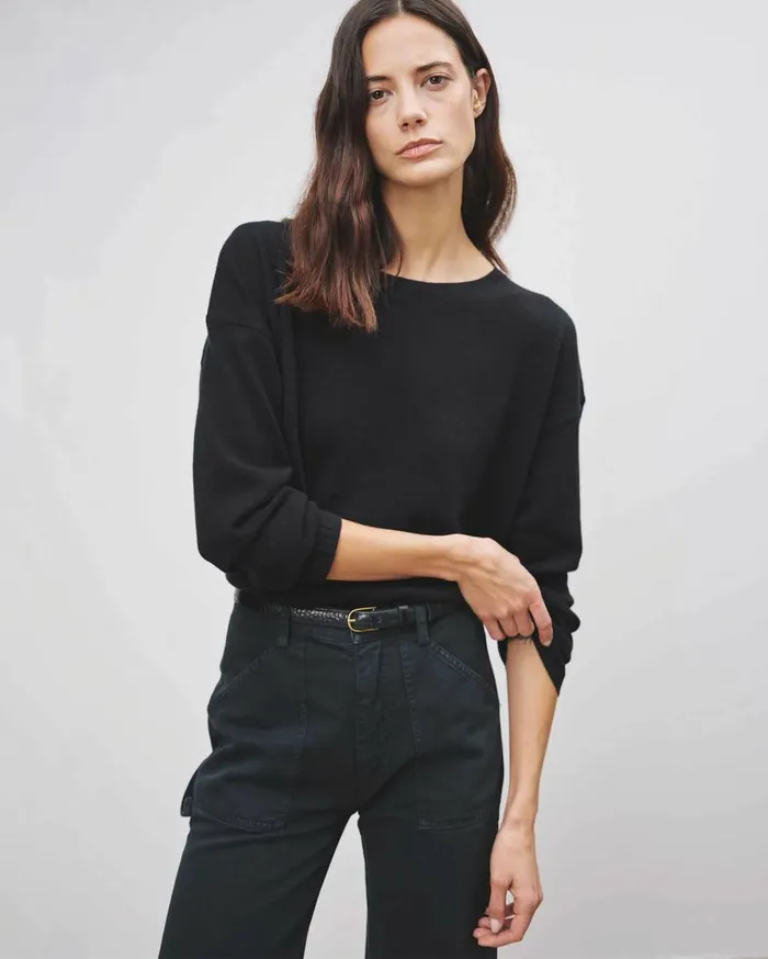 Nili Lotan BOYFRIEND SWEATER Ivory Women Knits and Sweaters