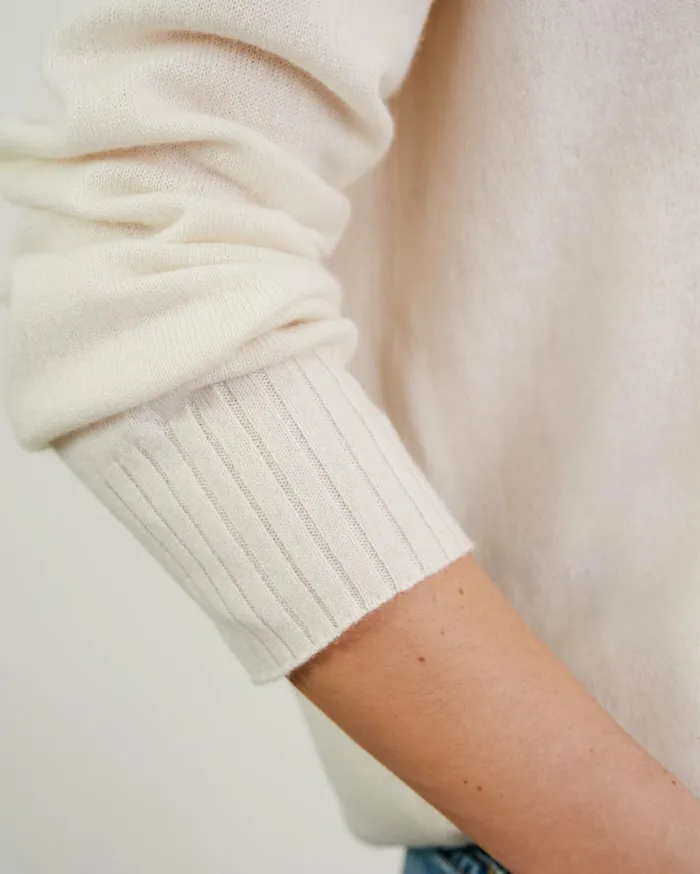 Nili Lotan BOYFRIEND SWEATER Ivory Women Knits and Sweaters