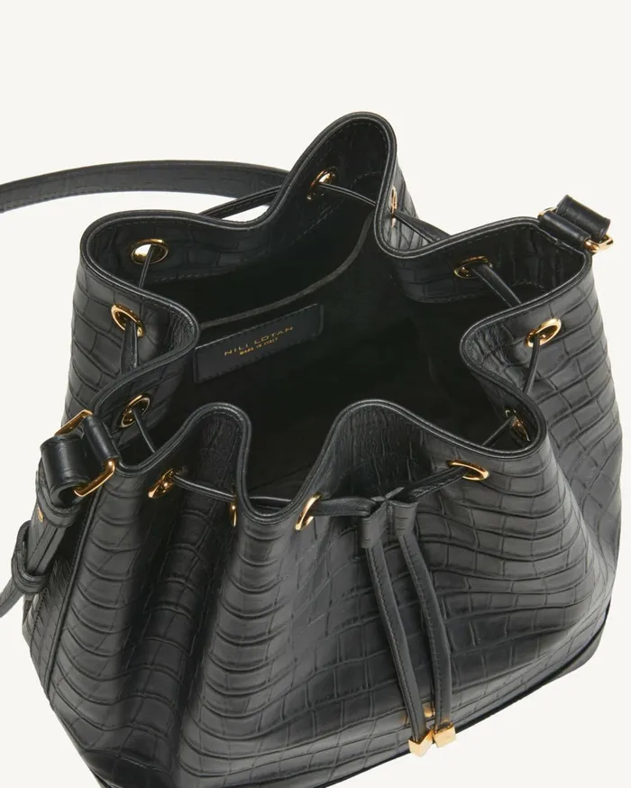 Nili Lotan BRIGITTE BUCKET BAG Black And Gold Women Handbags
