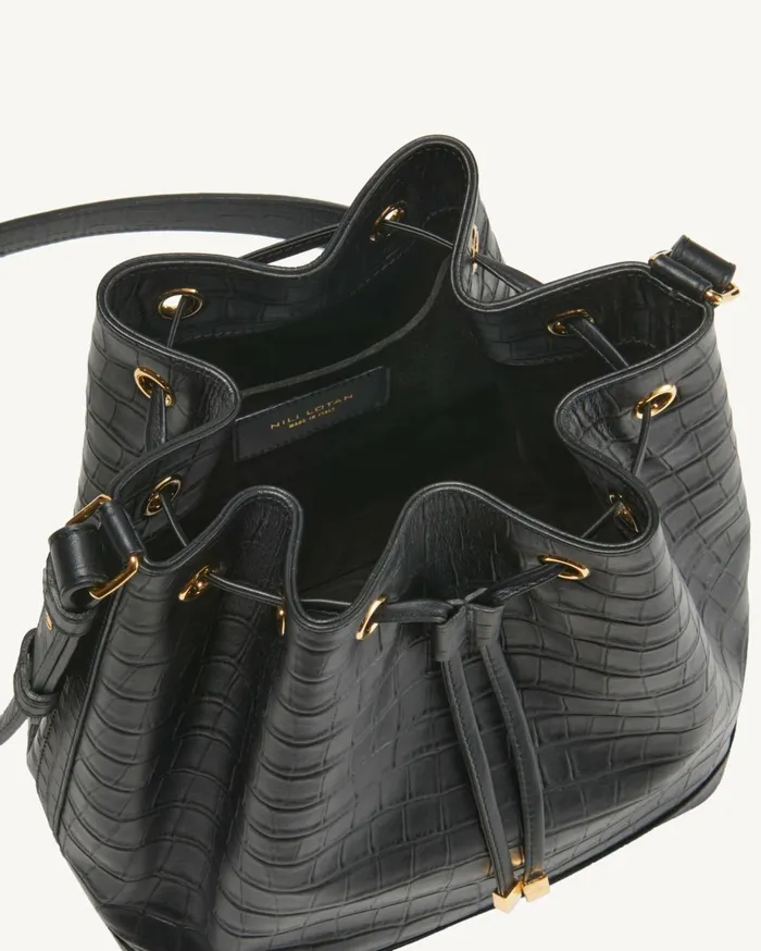 Nili Lotan BRIGITTE BUCKET BAG Black And Gold Women Handbags