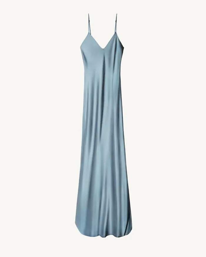 Nili Lotan CAMI SILK GOWN Dark Brown Women Dresses and Skirts