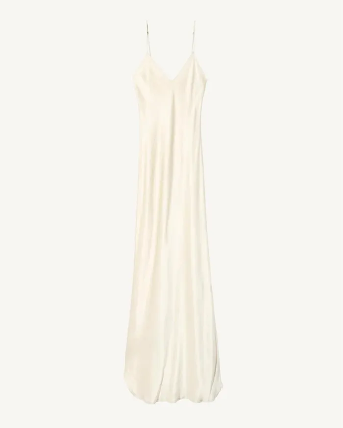 Nili Lotan CAMI SILK GOWN Dark Brown Women Dresses and Skirts