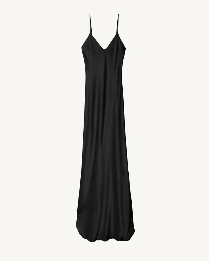 Nili Lotan CAMI SILK GOWN Dark Brown Women Dresses and Skirts