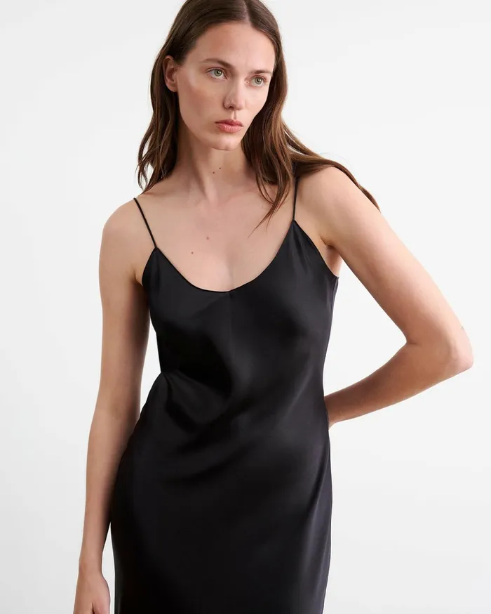 Nili Lotan CAMI SILK GOWN Dark Brown Women Dresses and Skirts