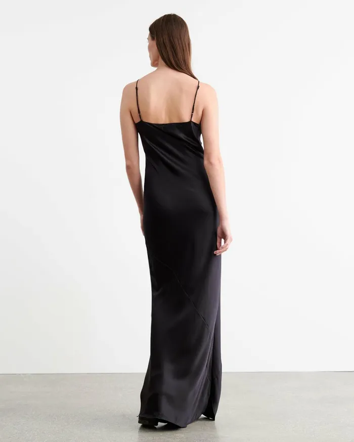 Nili Lotan CAMI SILK GOWN Dark Brown Women Dresses and Skirts