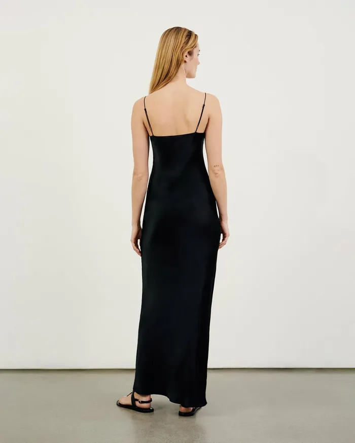 Nili Lotan CAMI SILK GOWN Dark Brown Women Dresses and Skirts
