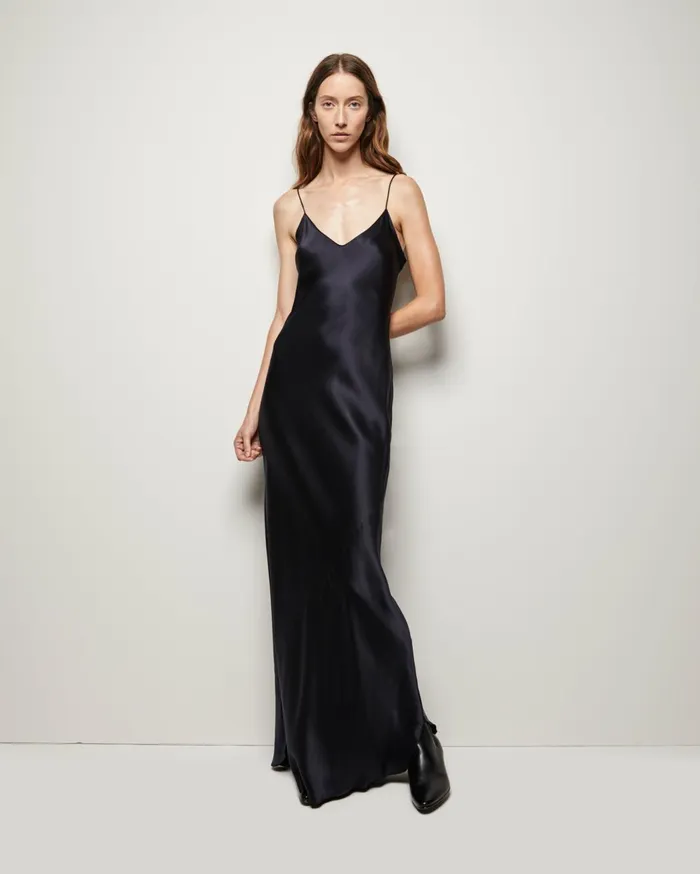 Nili Lotan CAMI SILK GOWN Dark Brown Women Dresses and Skirts